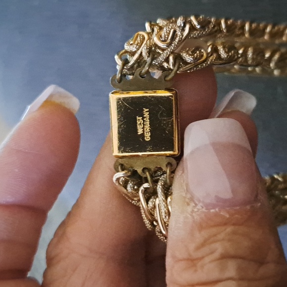 Vintage West Germany stamped necklace multistrand goldtone - Picture 2 of 2